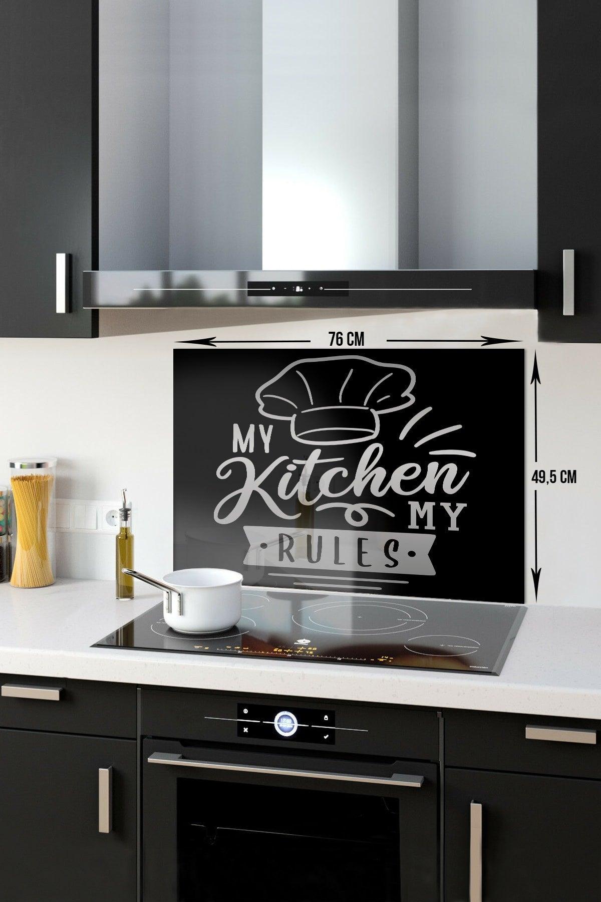 My Kitchen My Rules Glass Back Cover 49.5cm x 76cm - Swordslife