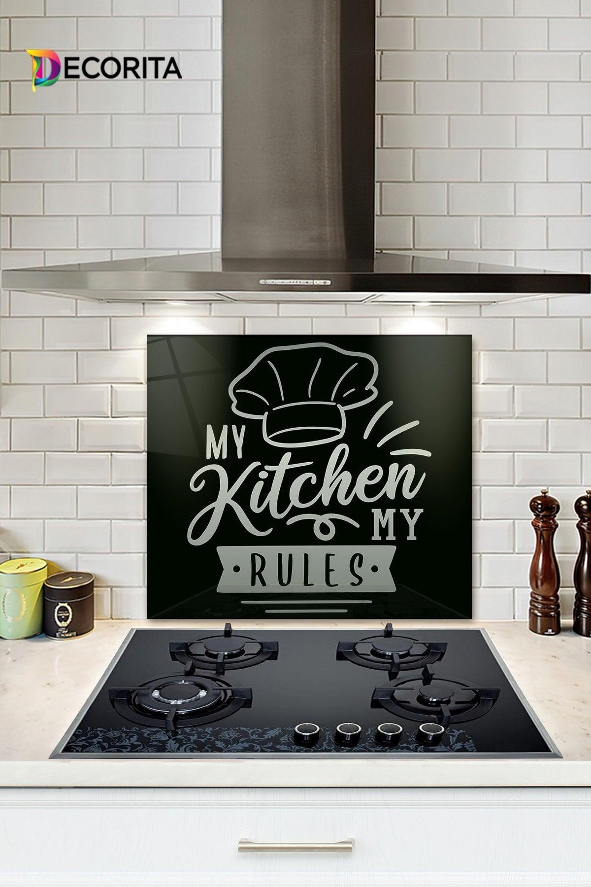 My Kitchen My Rules | Glass Stove Back Protector | 52cm X 60cm - Swordslife