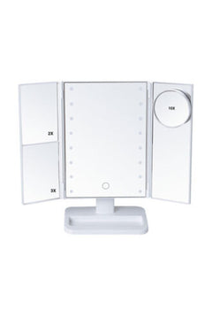 5-Section Folding LED Makeup Mirror with Magnifying Panels