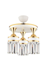 Nairobi 3-Set White Plafonyer Crystal Stone Yellow Striped Cylinder Downward Facing Luxury Chandelier - Swordslife