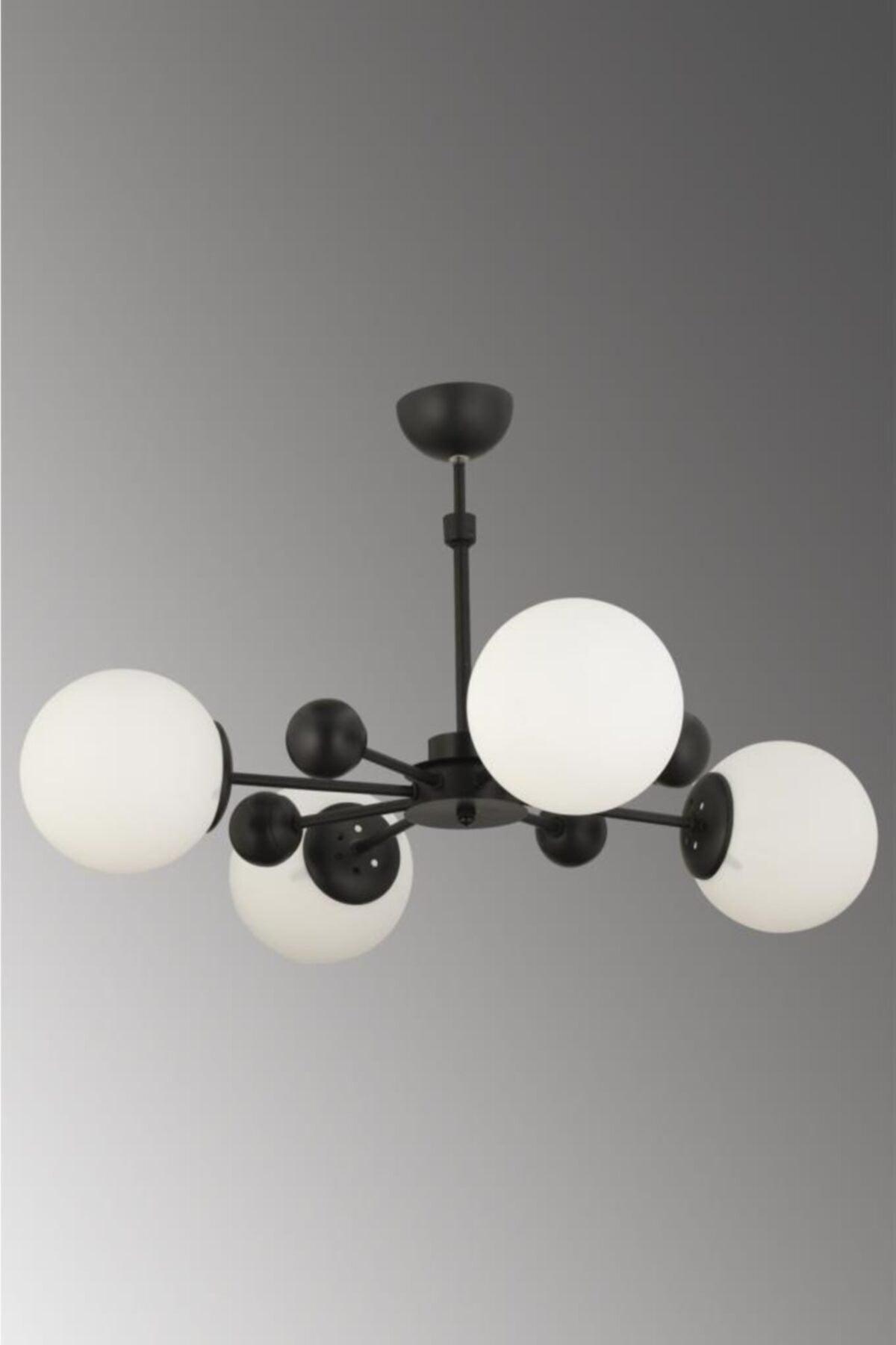 Nairobi 4-Set Black Case White Globe Glass Chandelier - Swordslife