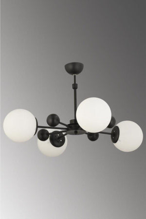 Nairobi 4-Set Black Case White Globe Glass Chandelier - Swordslife
