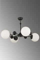 Nairobi 4-Set Black Case White Globe Glass Chandelier - Swordslife