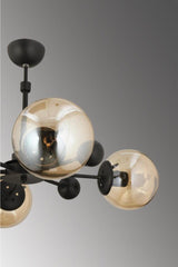 Nairobi 4 Pack Black Case Yellow Globe Glass Chandelier