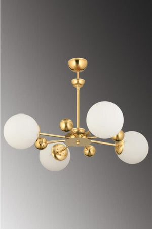 Nairobi 4 Pcs Rose Gold Case White Globe Glass Chandelier - Swordslife