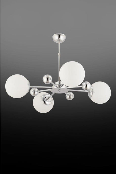 Nairobi 4 Pcs Silver White Globe Glass Chandelier - Swordslife