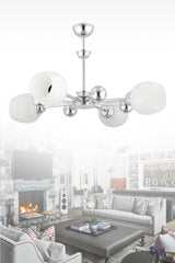 Nairobi 4 Piece Silver White Opaque Glass Chandelier - Swordslife