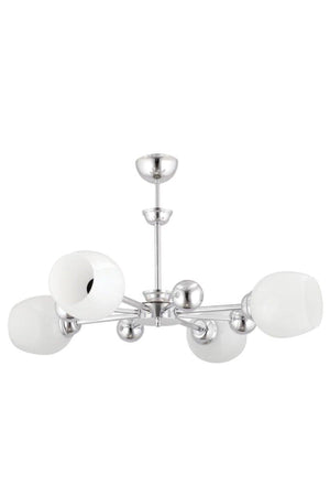 Nairobi 4 Piece Silver White Opaque Glass Chandelier - Swordslife