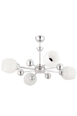 Nairobi 4 Piece Silver White Opaque Glass Chandelier - Swordslife