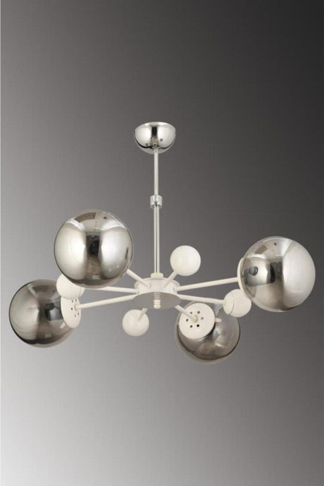 Nairobi 4-Set White-Silver Case Smoked Globe Glass Chandelier - Swordslife