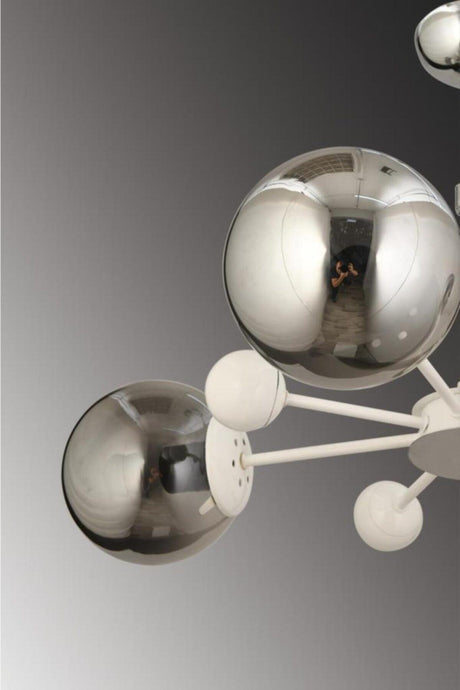 Nairobi 4-Set White-Silver Case Smoked Globe Glass Chandelier - Swordslife