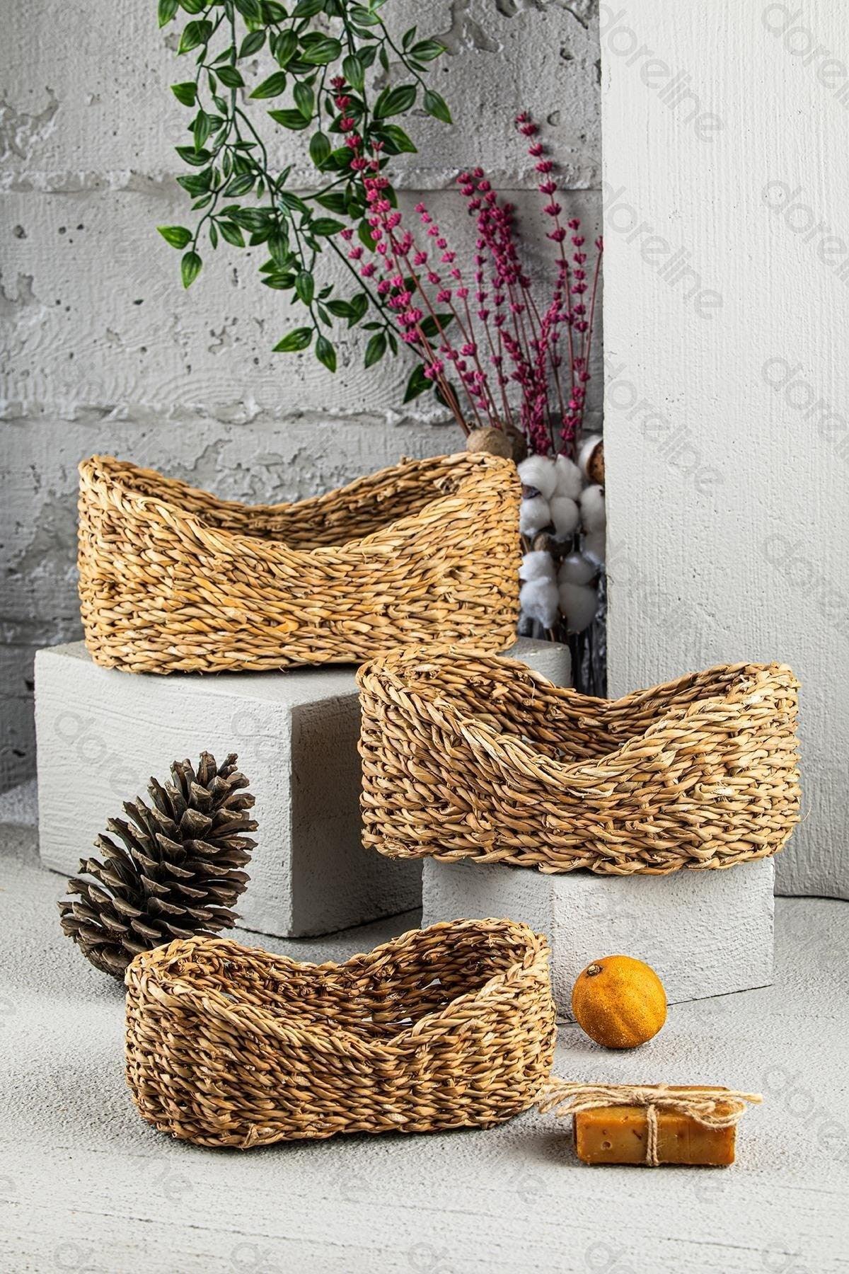 Natural Oval Wicker Basket Lux Organizer 3 Sizes Bathroom And Home Decor - Swordslife