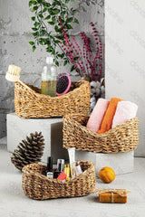 Natural Oval Wicker Basket Lux Organizer 3 Sizes Bathroom And Home Decor - Swordslife