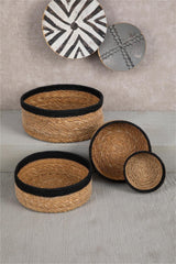 Natural Wicker Basket Organizer, Bathroom Organizer, 4 Sizes with Black Stripe - Swordslife
