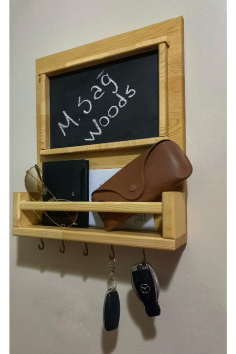 Natural Wood Aa Solid Panel Front Door Blackboard Key Hanger Note Board - Swordslife