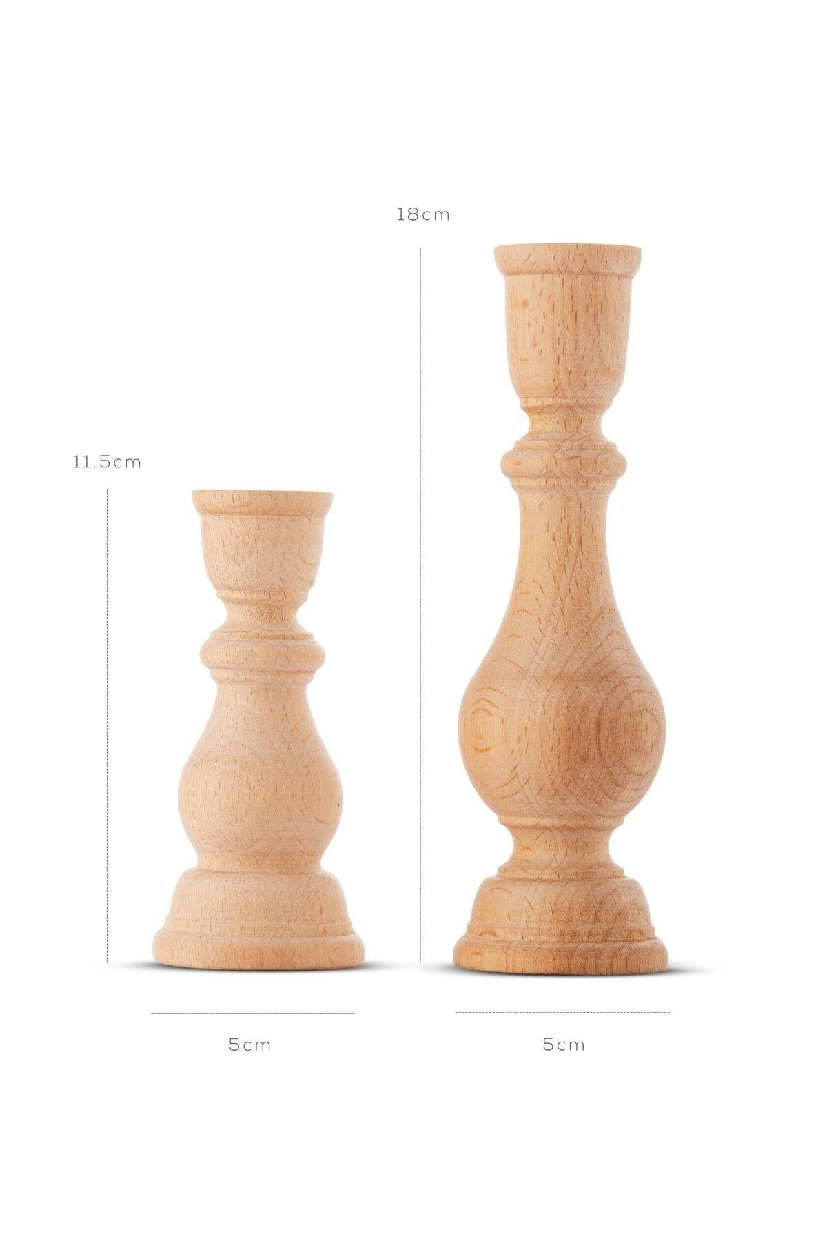 Natural Wooden Twist Set of 2 Candlesticks - Swordslife