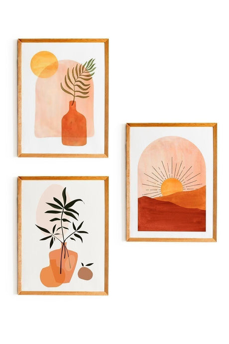 Nesart Wooden Framed Abstract 3 Piece Painting Set - Swordslife