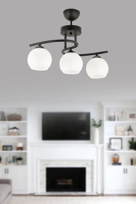 Neva 3-Set Black and White Glass Chandelier Living Room