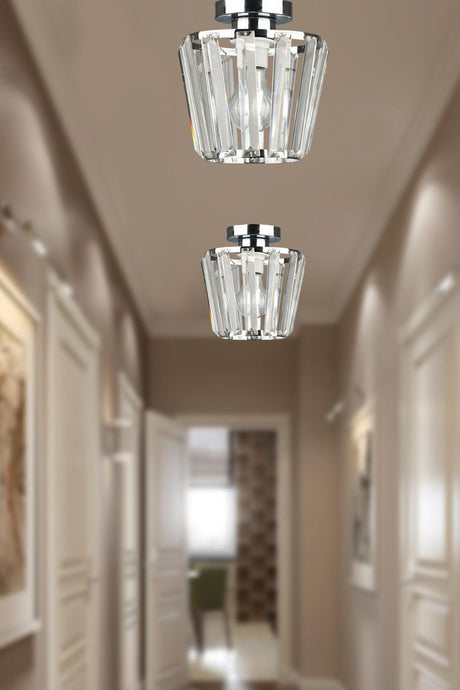 Neva Ceiling Mount Single Chandelier Chrome - Swordslife