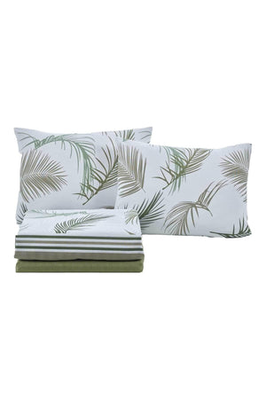 Duvet Cover Set Cotton Double 4 Piece Helen Green - Swordslife