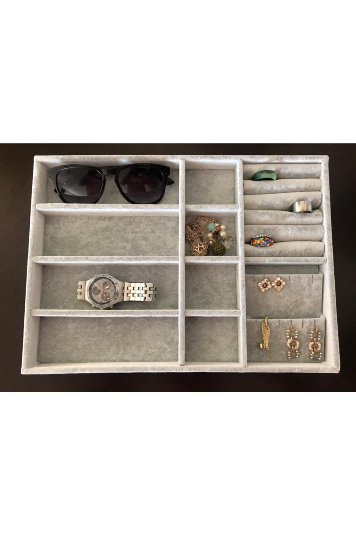 New Domestic Suede Gray Drawer Jewelry Organizer Box (AYDINDECOR) - Swordslife