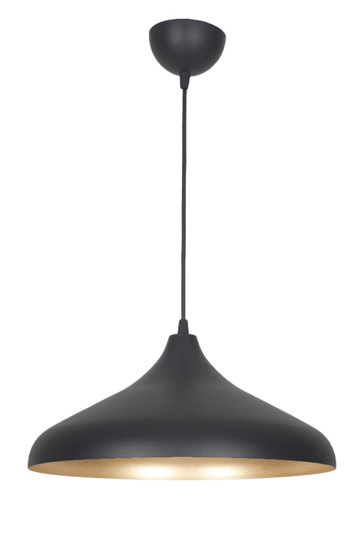 Nil Modern Metal Plastering Black Inside Gold Color Pendant Lamp Cafe - Kitchen Single Chandelier - Swordslife