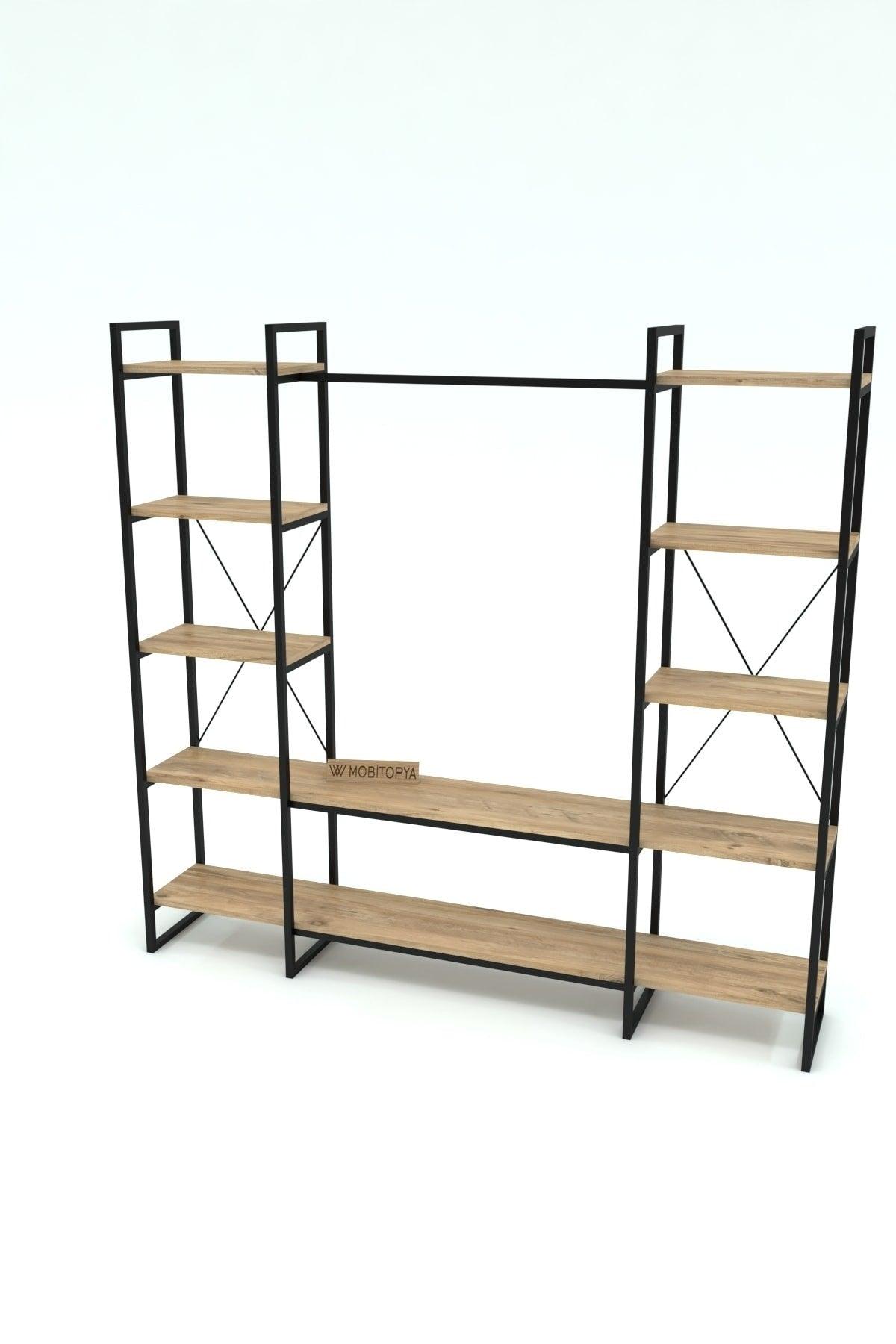 Nilamu Wardrobe, Metal Hardware, Atlantic Pine, Open Wardrobe, Organizer, Coat Rack - Swordslife