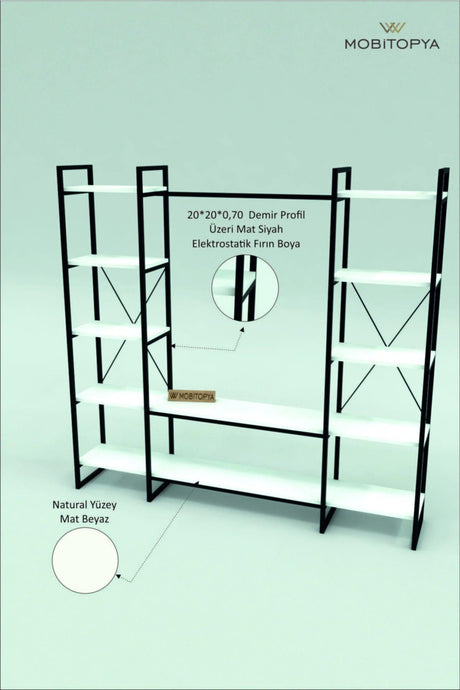 Nilamu Wardrobe, Metal Hardware, White, Open Wardrobe, Organizer, Hanger - Swordslife