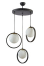 Nina Modern Metal Black Color Ringed Off White Glass 3 Piece Chandelier - Swordslife