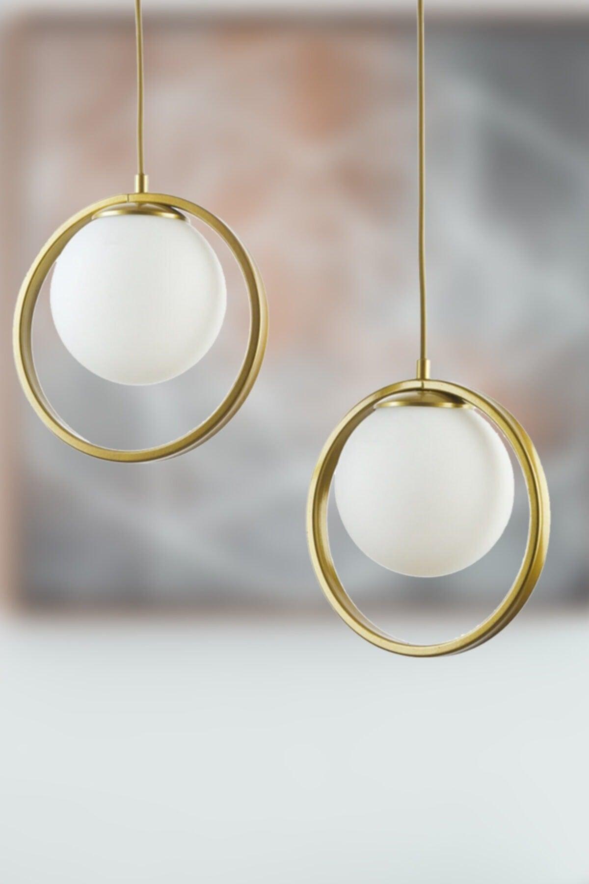 Nina Modern Metal Gold Color Ring Off White Glass 2 Liter Chandelier - Swordslife