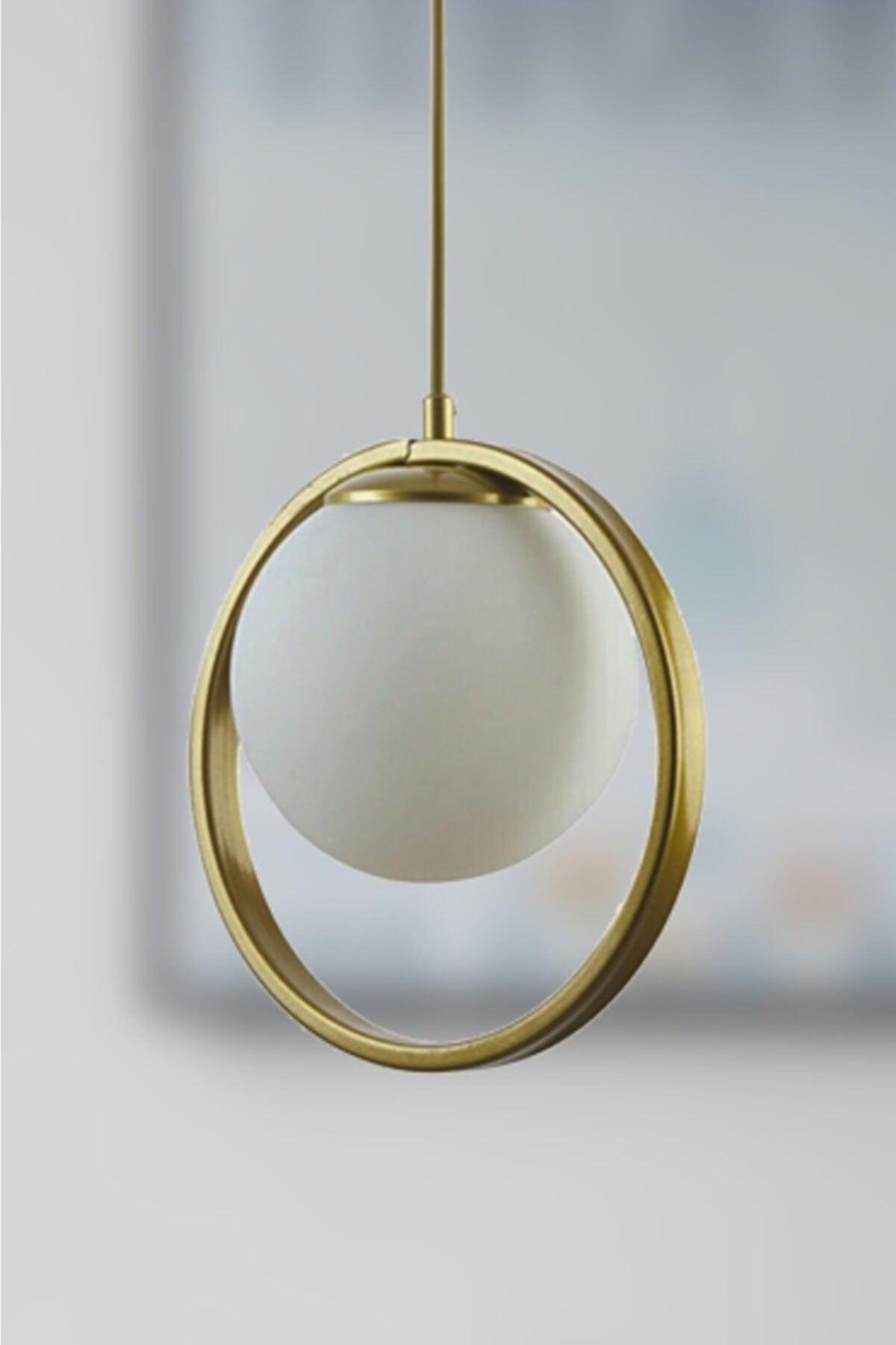 Nina Modern Metal Gold Color Ring Indoor White Glass Single Chandelier - Swordslife