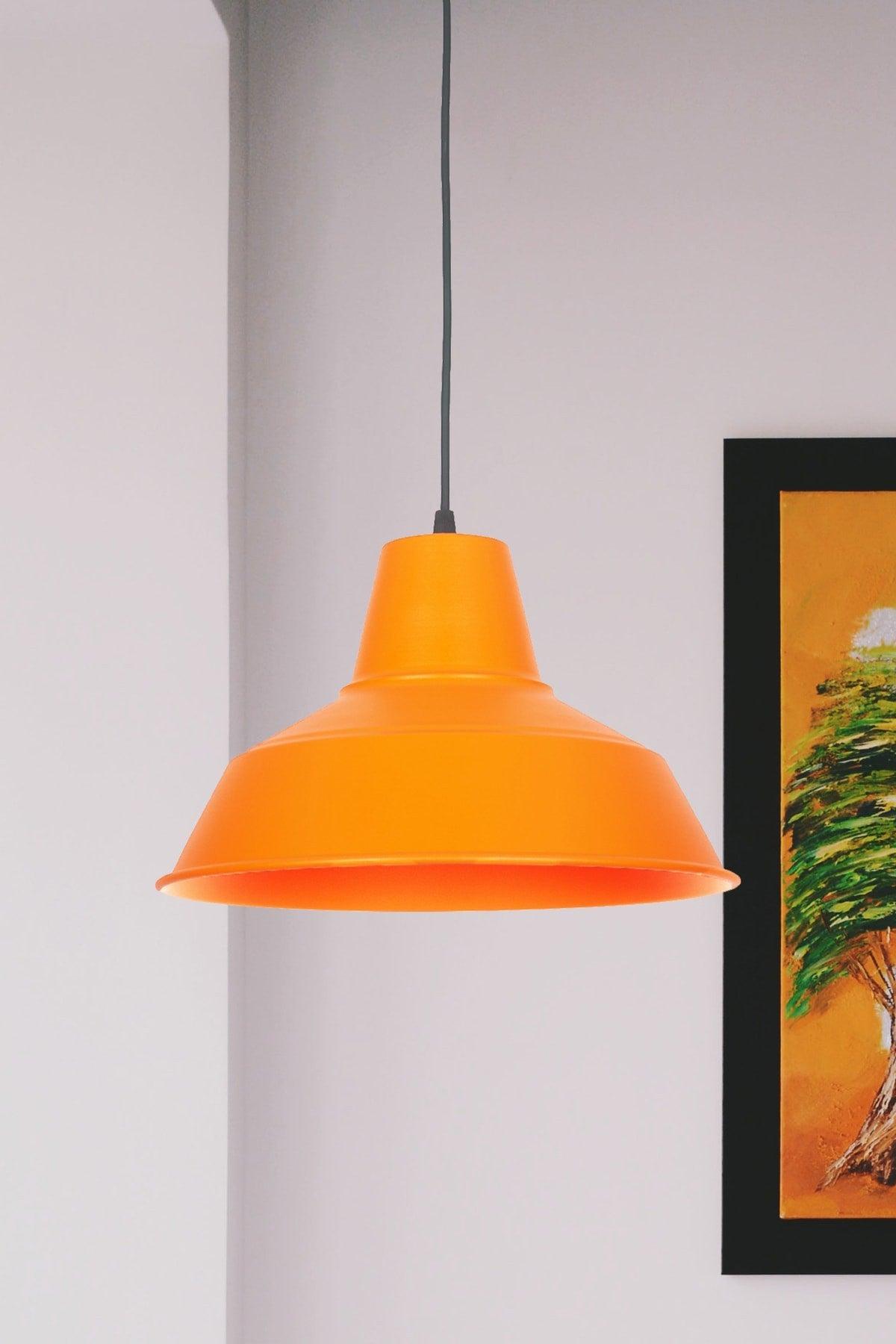 No33 Modern Design Orange Color Metal Pendant Lamp Cafe - Kitchen Single Chandelier - Swordslife