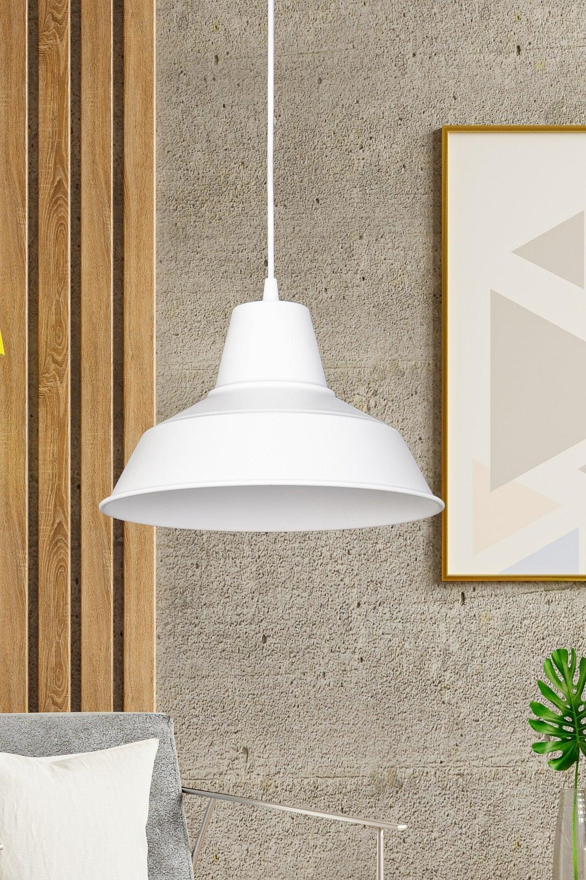 No33 Modern Design White Inside White Color Metal Pendant Lamp Cafe - Kitchen Single Chandelier - Swordslife