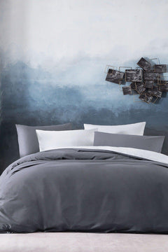 Grey and anthracite cotton duvet cover set with pillowcases