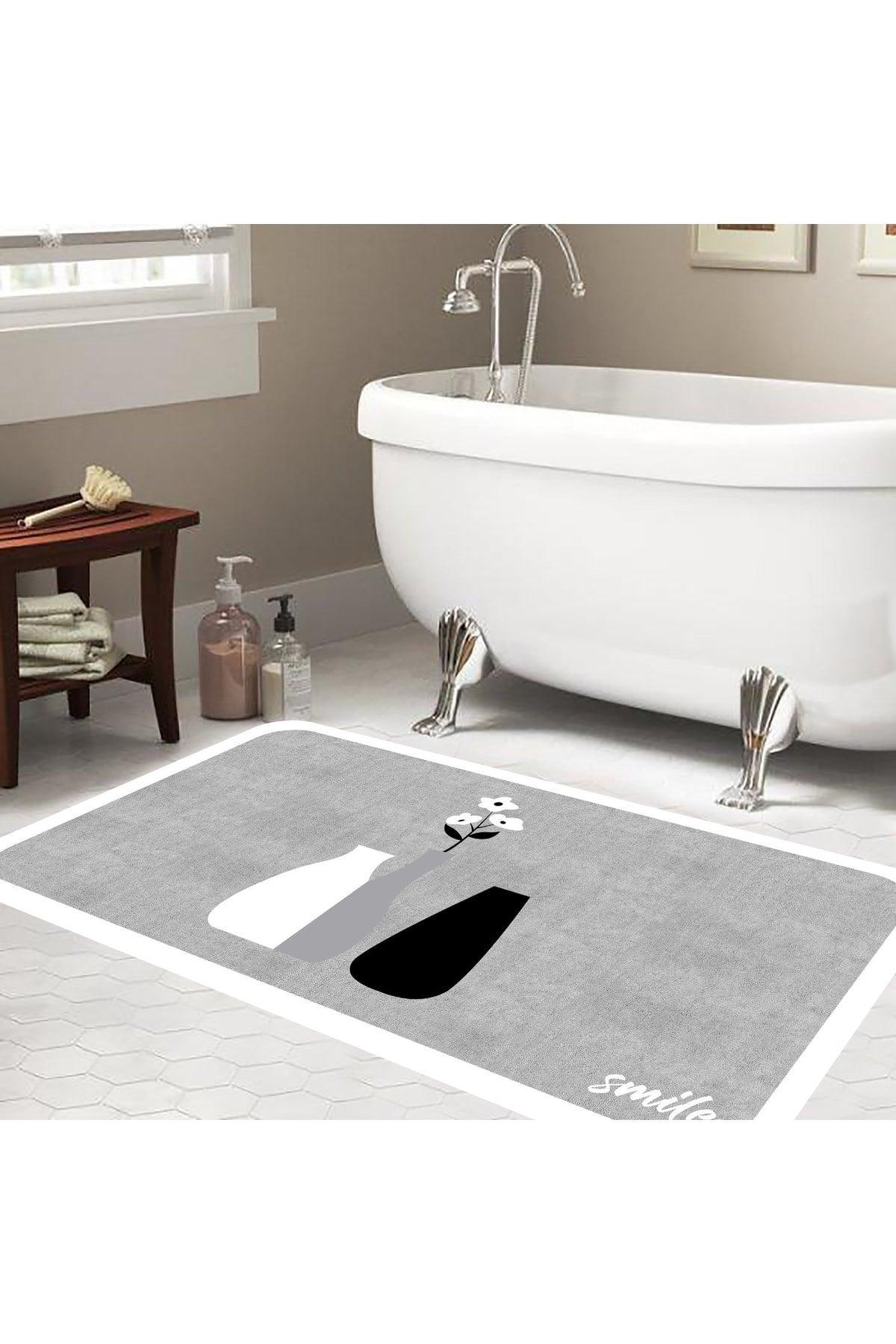 Non-Slip Base Flower Pot Patterned Bath Mat Decorative Mat 60x100cm Smile - Swordslife