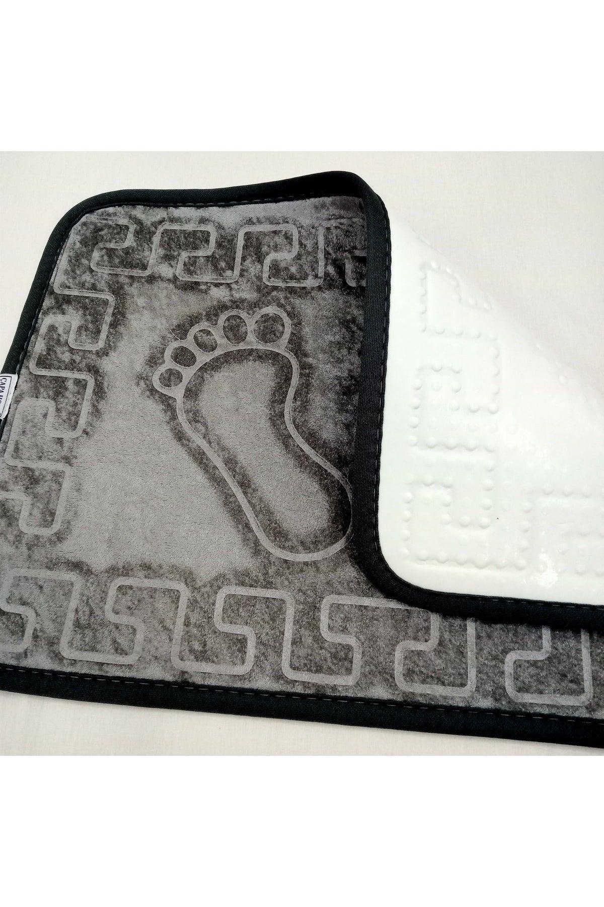 Non-Slip Base Bath Mat Footprint Gray Color - Swordslife