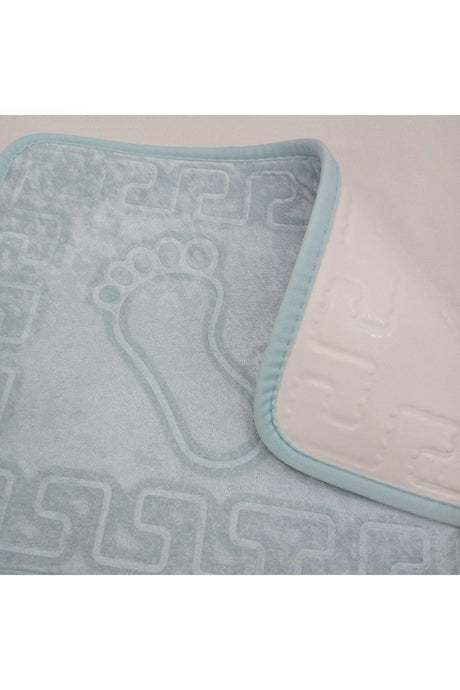 Non-Slip Base Bath Mat With Footprint Light Blue 40 X 60 Cm - Swordslife