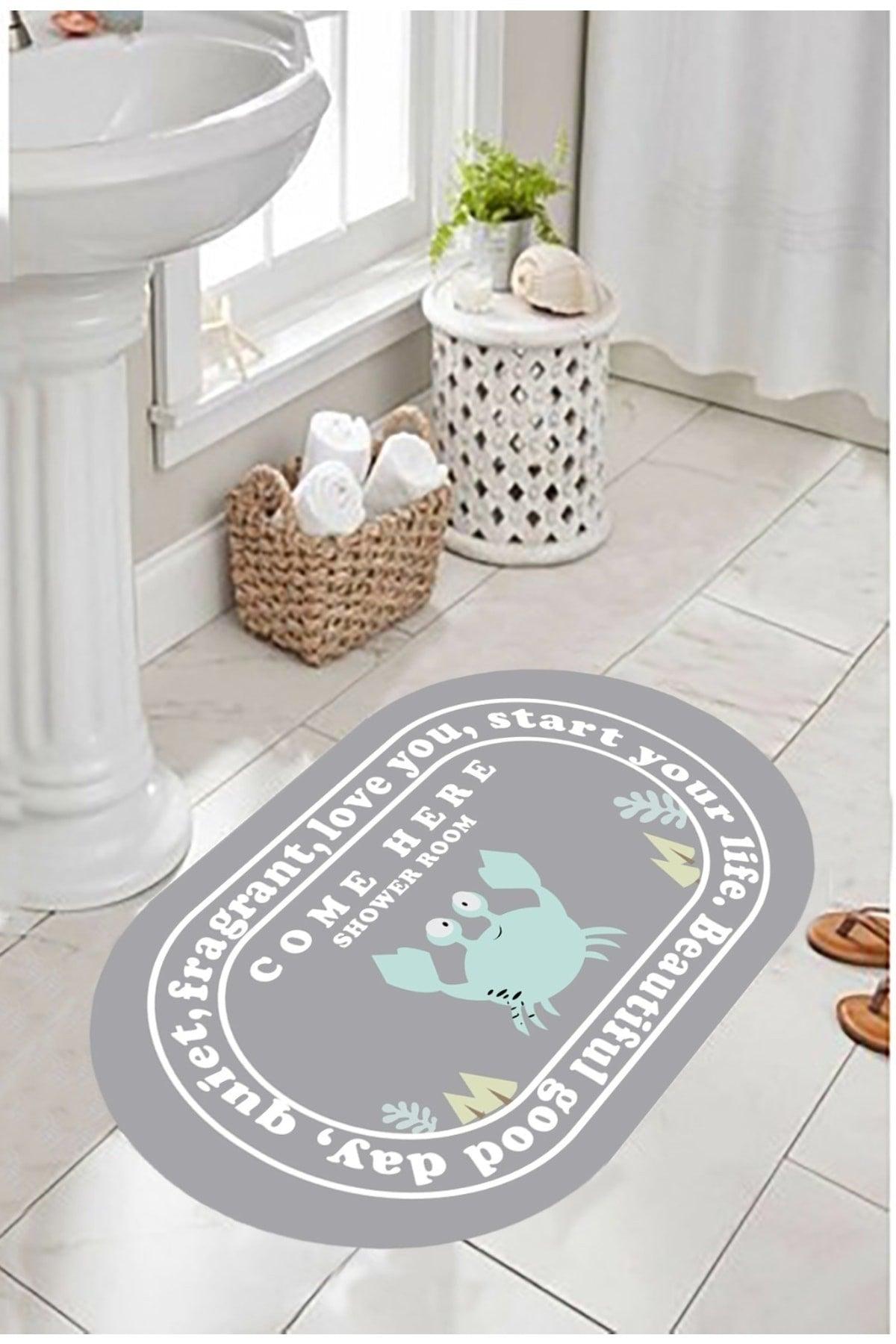 Non-Slip Base, Bathroom Written, Patterned Written Bath Mat, Decorative Mat, 60x100 Cm - Swordslife