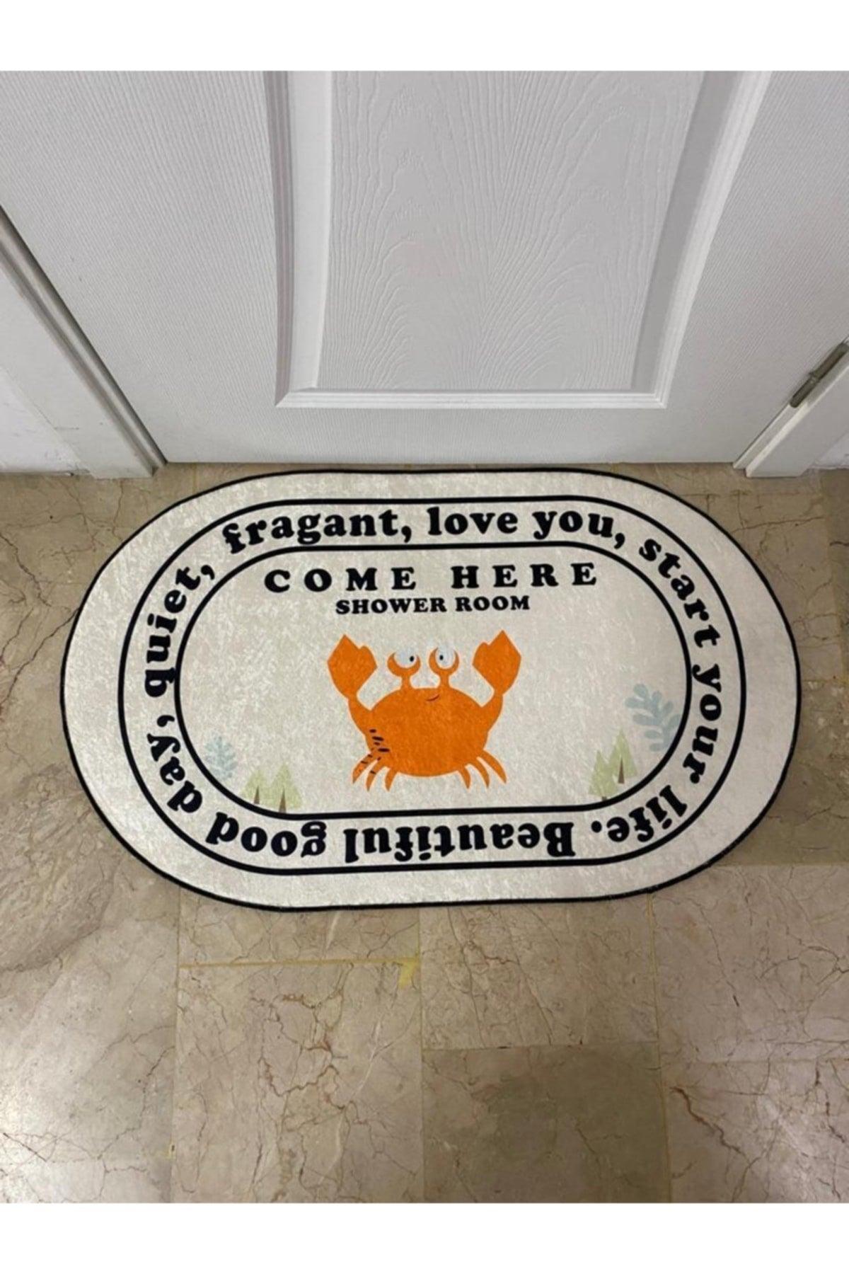 Non-Slip Base, Bathroom Written, Patterned Written Bath Mat, Decorative Mat, 60x100 Cm - Swordslife