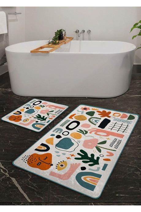 Non-Slip Base Washable 2-Set Bath Mat -