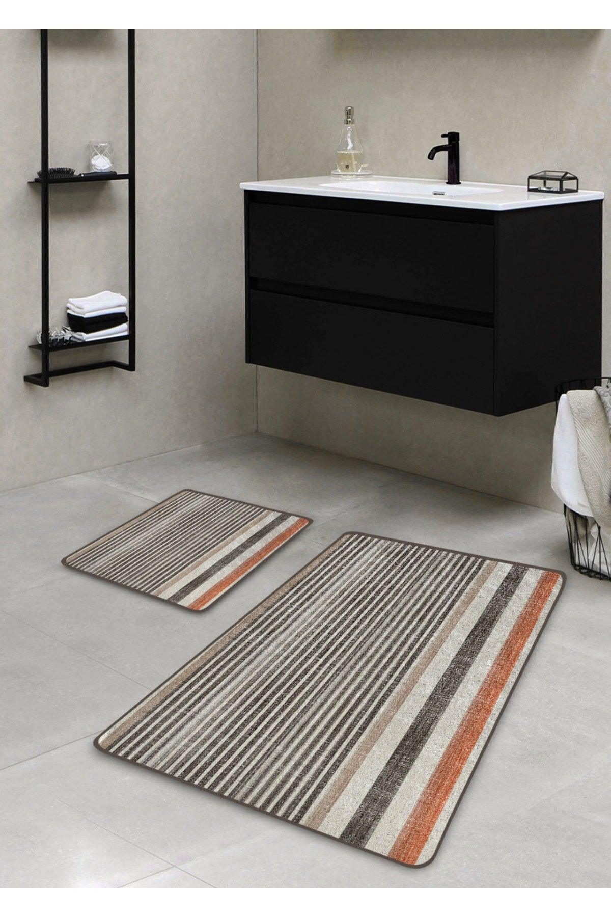 Non-Slip Base Washable Double Bath Mat - Soft Line Pattern 60*100 Cm - 50*60 Cm - Swordslife