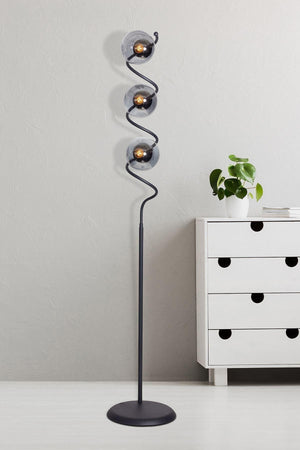 Nora Black Metal Body Smoked Glass Design Luxury Floor Lighting Floor Lamp - Swordslife
