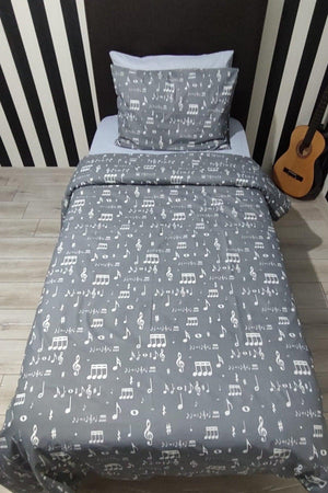 Musical Note Patterned Young Music Elastic Bed Linen Single Duvet Cover Set - Swordslife