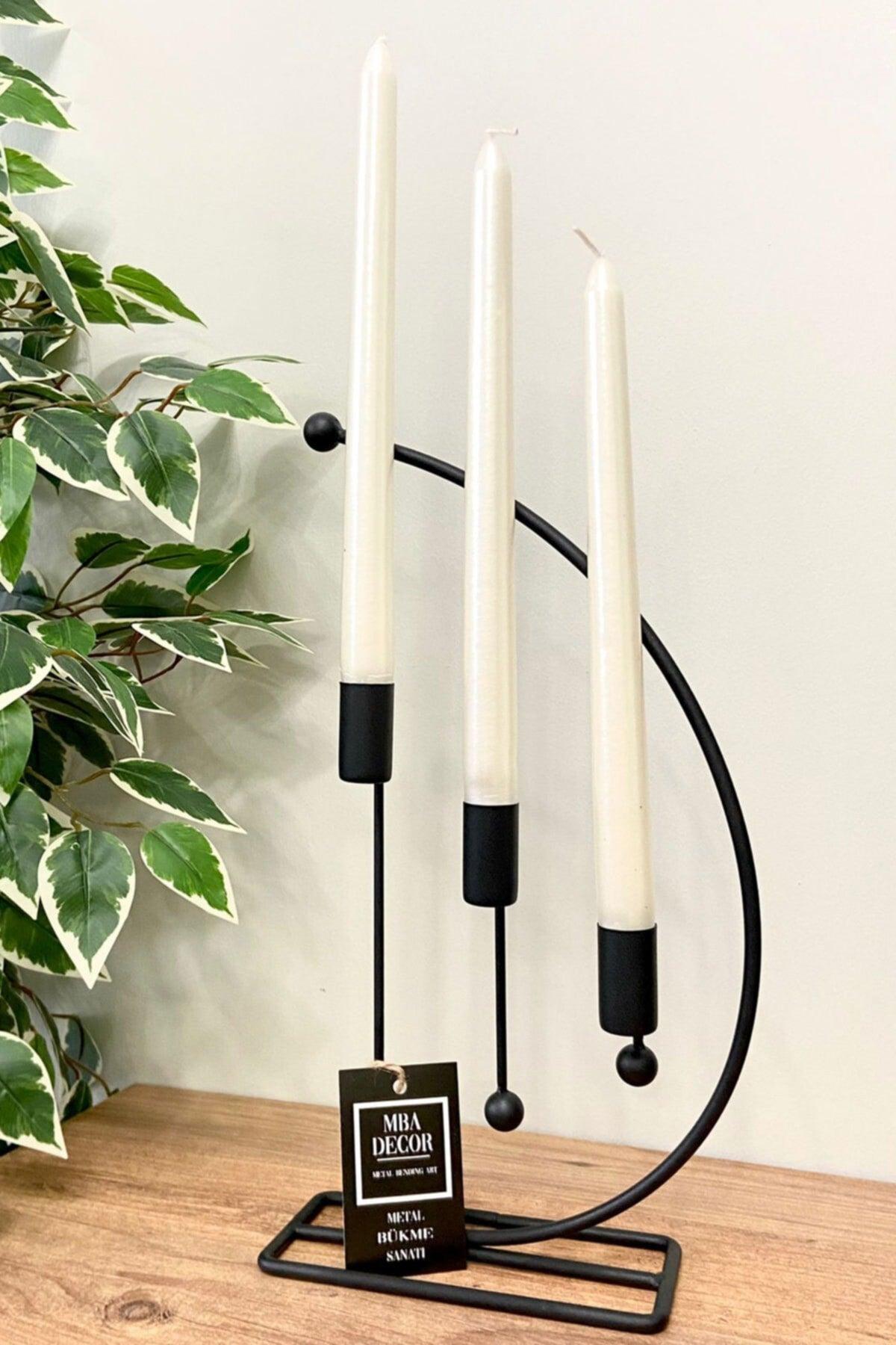 Nota Model Metal 3 Pcs Candlestick Triple Candle Holder