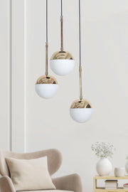Nova 3 Lü Gold-black Metal Body White Color Glass Design Luxury Pendant Lamp Chandelier - Swordslife