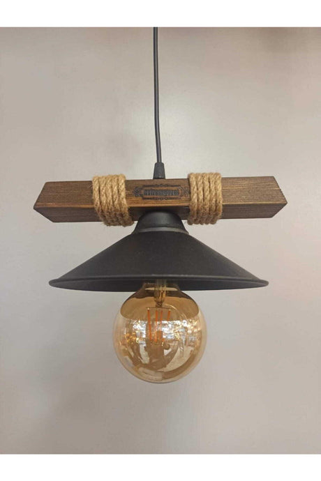 Nova Wooden Rustic Modern Rope Single Pendant Chandelier - Swordslife