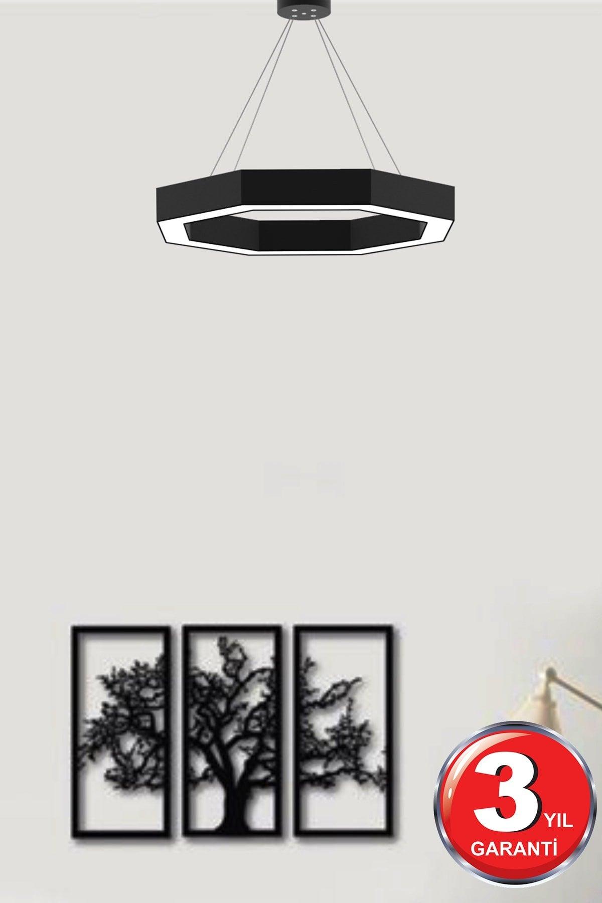 Octagon (Black Case, Daylight) Led Modern Led Chandelier - Swordslife