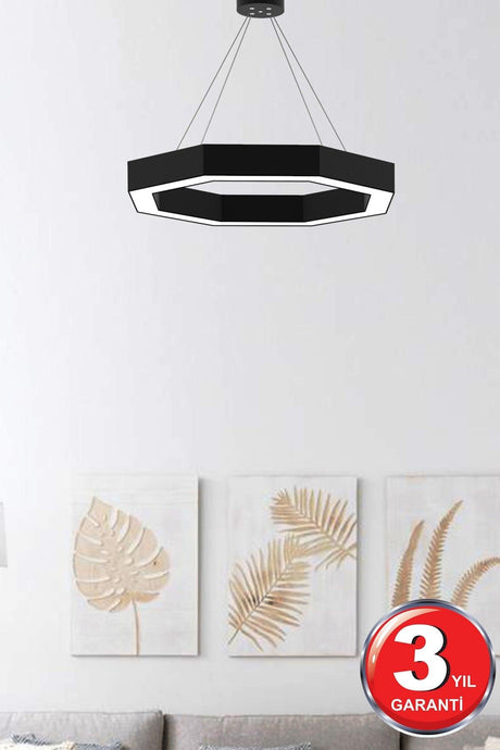 Octagon (Black Case, White Light) Led Modern Led Chandelier - Swordslife