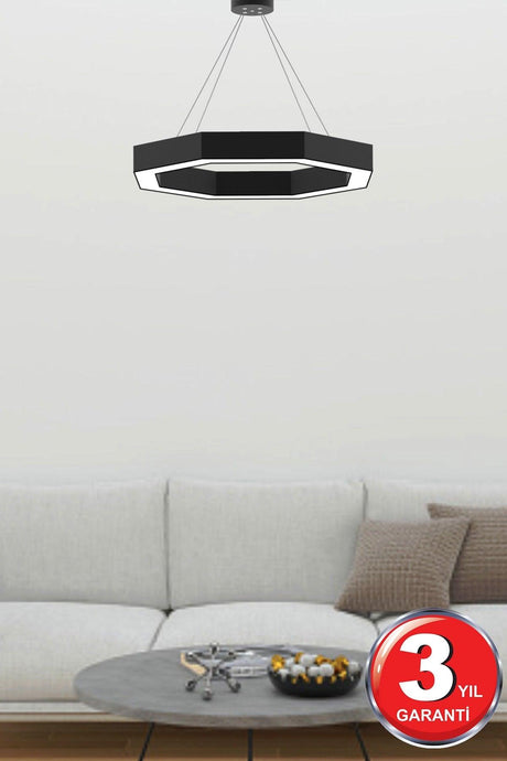 Octagon (Black Case, Yellow Light) Led Modern Led Chandelier - Swordslife