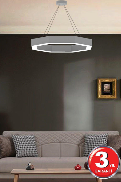 Octagon (Grey Case, Yellow Light) Led Modern Led Chandelier - Swordslife
